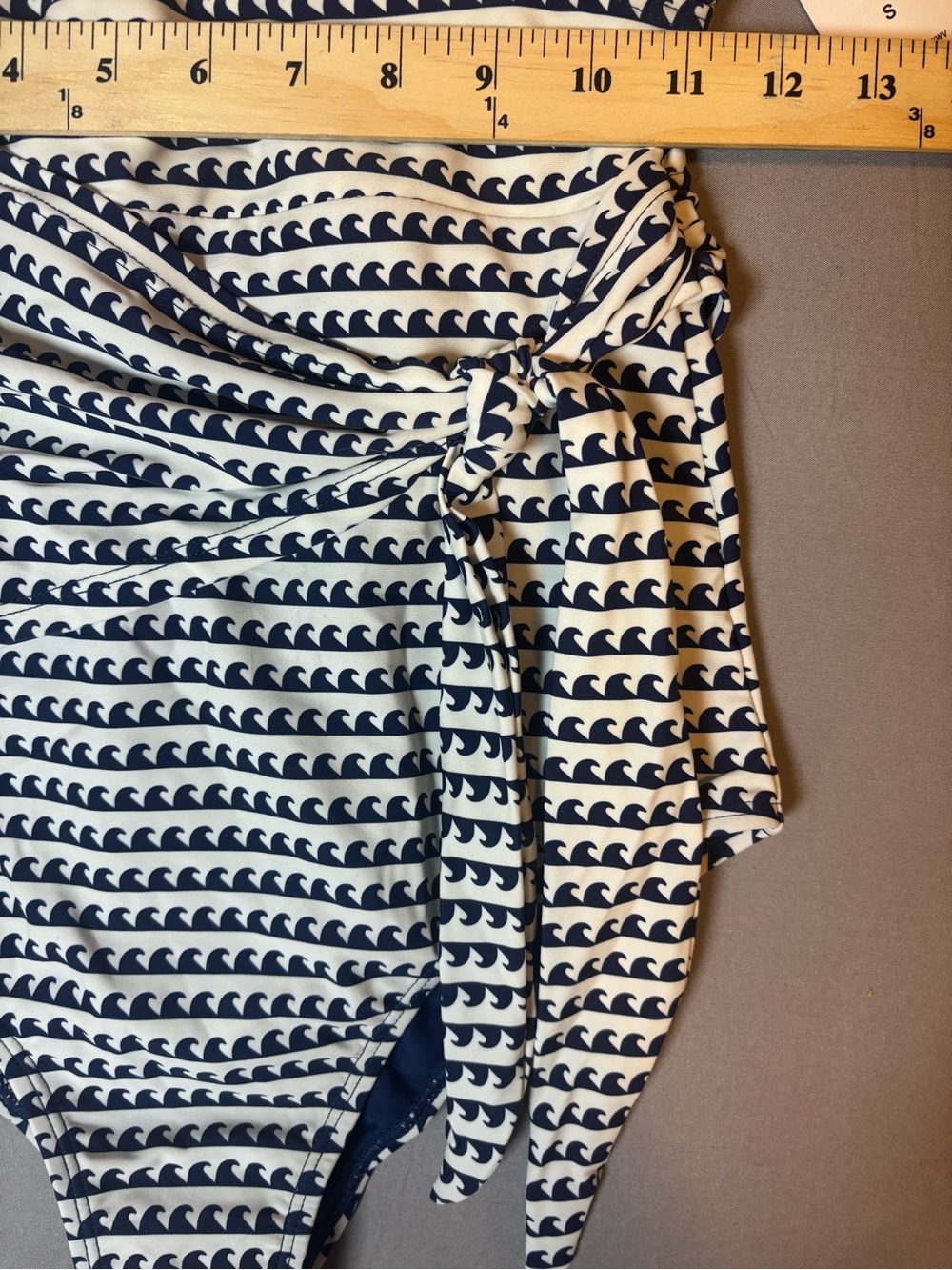 New with Tags Coral Reef Swim Navy and White Printed One-Piece Wrap Swimsuit - Picture 4 of 5